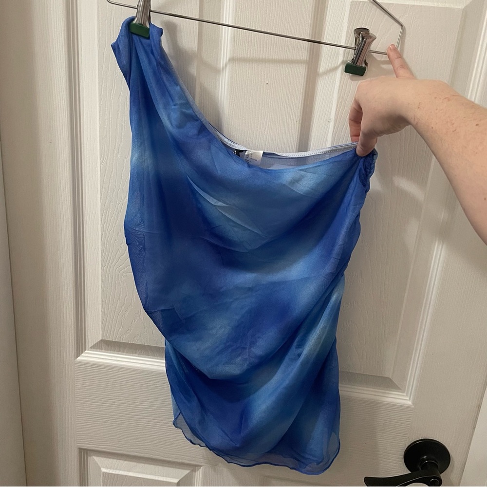 H&M Blue Ombre Cowl One Shoulder Tank